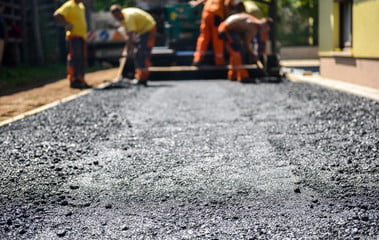 Asphalt paving installation in progress